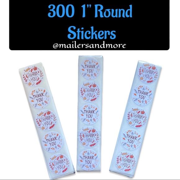 300 Pack of 1" Round Thank You Stickers 2 Designs, Pumpkin, Fall PRICE IS FIRM - Picture 2 of 3